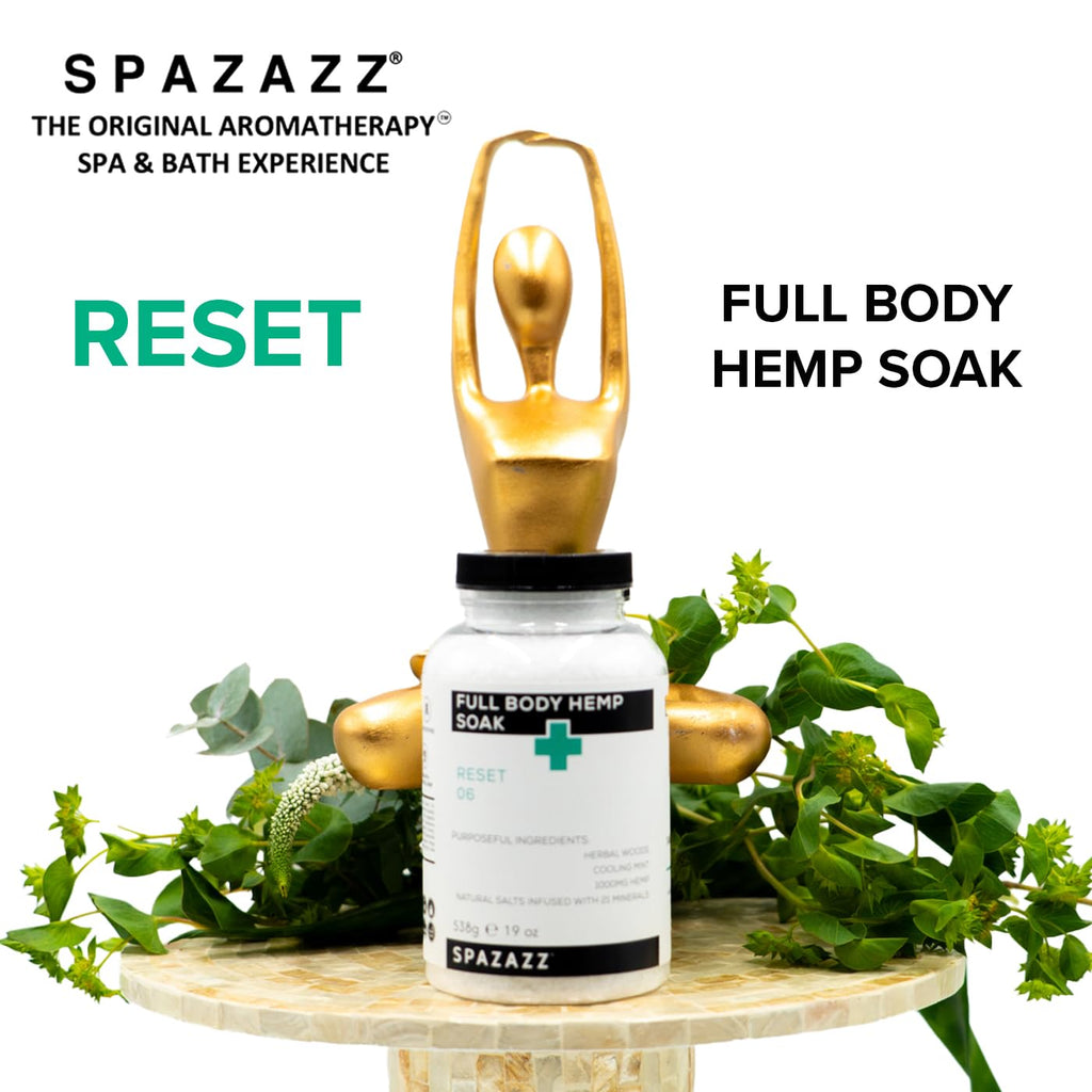 Spazazz Full Body Hemp Soak - 1000mg Hemp - Spa Aromatherapy Bath Salt Crystals - 538g / 19oz (Reset 06)
