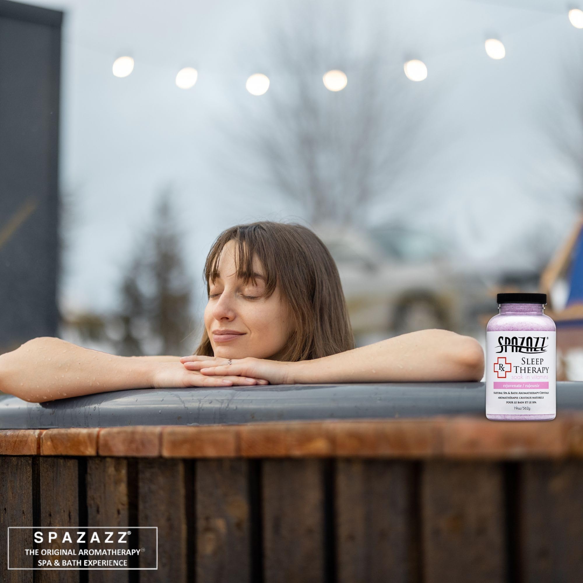 Spazazz RX Sleep Therapy Bath Salt Crystals – 2-Pack (19 oz Each) for Relaxing Aromatherapy in Hot Tubs & Baths