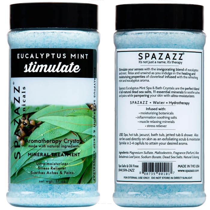 SPAZAZZ SPA BOMBZZ 3-Pack Aromatherapy Bath Salt Crystals – Eucalyptus Mint, Tropical Rain, Honey Mango | 17 oz