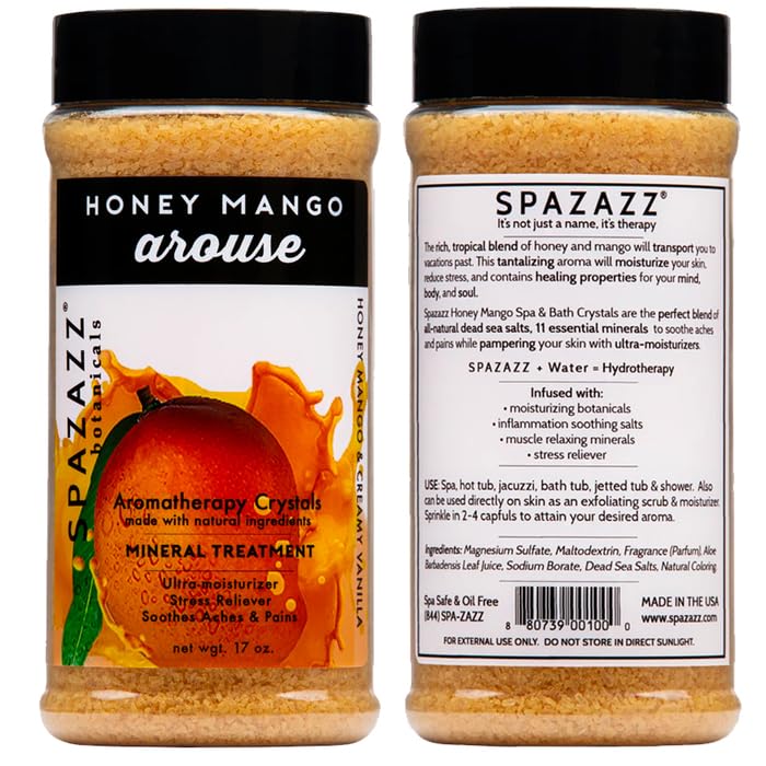 SPAZAZZ SPA BOMBZZ 3-Pack Aromatherapy Bath Salt Crystals – Eucalyptus Mint, Tropical Rain, Honey Mango | 17 oz