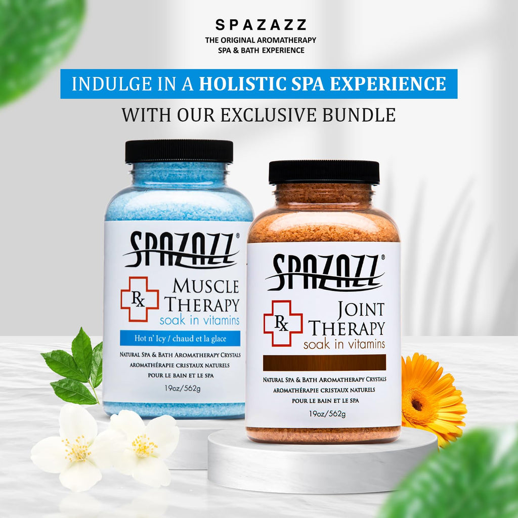 Spazazz RX Therapy Collection: Joint Therapy & Muscle Therapy Bath Salts – 2-Pack Bundle (19 oz Each)