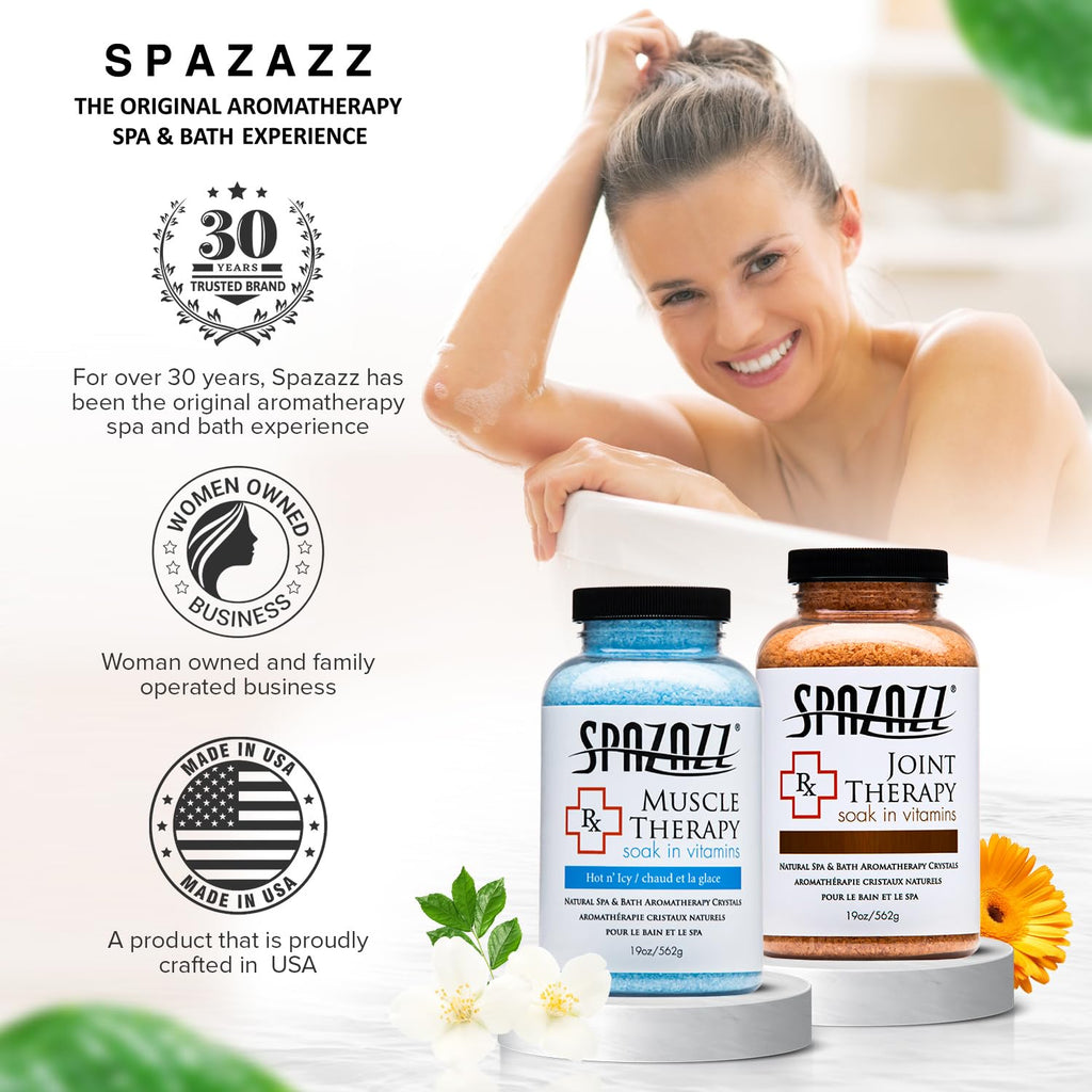Spazazz RX Therapy Collection: Joint Therapy & Muscle Therapy Bath Salts – 2-Pack Bundle (19 oz Each)