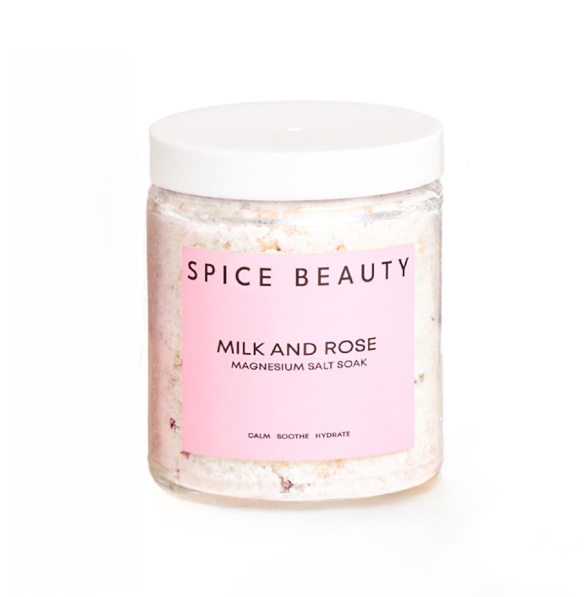 SPICE BEAUTY Goat Milk & Rose Magnesium Salt Soak | Epsom Bath Salt for Muscle Relaxation, Skin Hydration | 9 oz