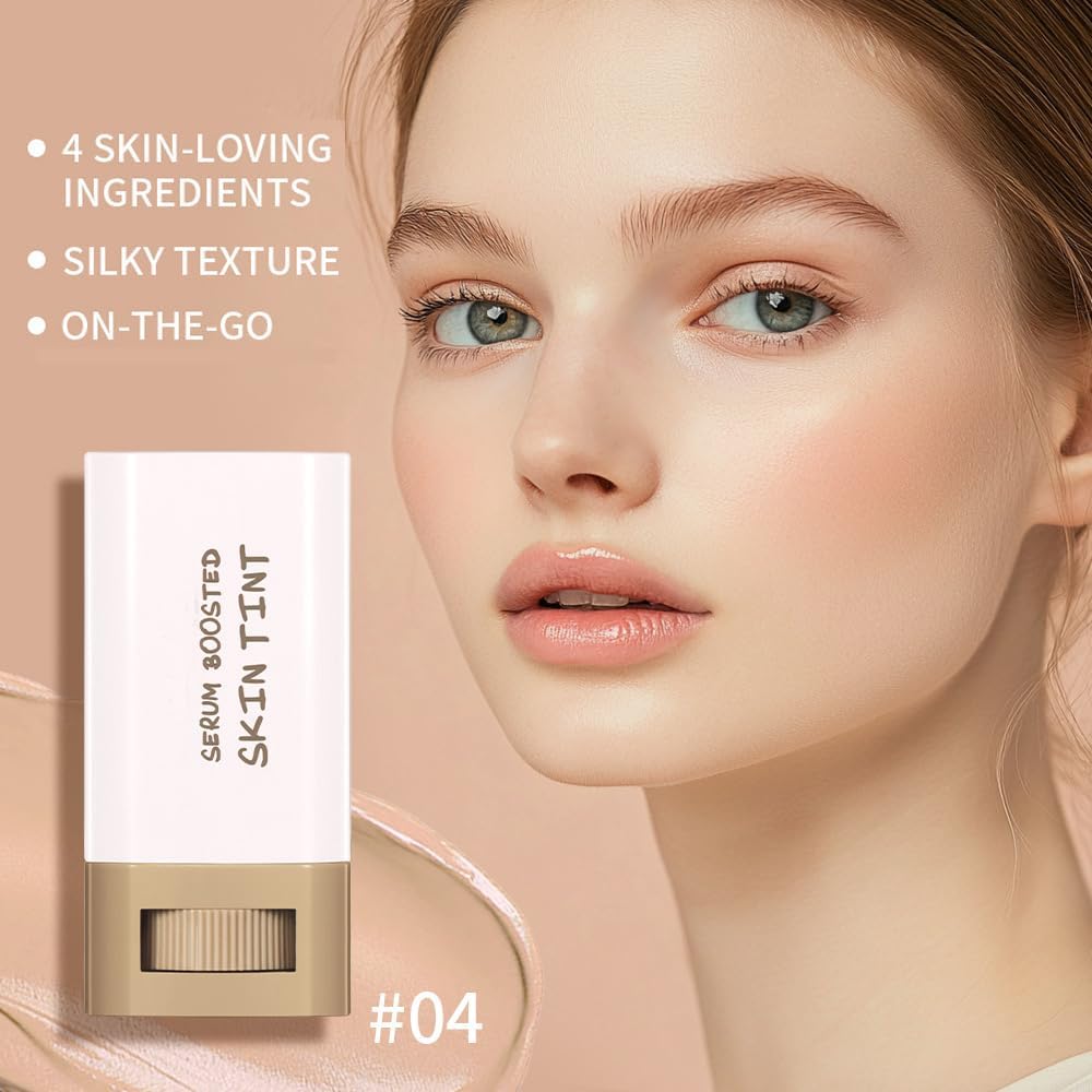 Splendor Serum Boosted Skin Tint Balm – 2-in-1 Foundation Stick with Brush, Hydrating, 6 Shades