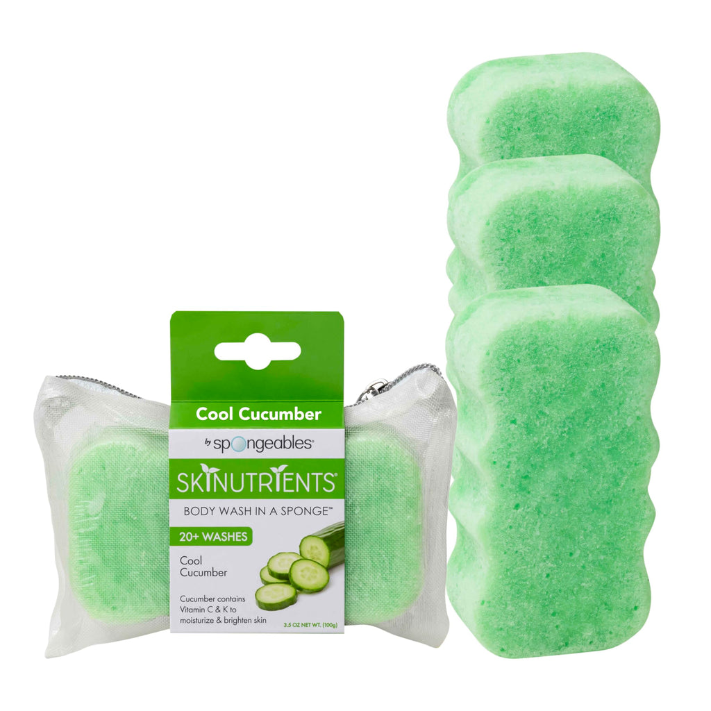Spongeables Body Wash in a 20+ Wash Sponge — Cool Cucumber, 3 Count