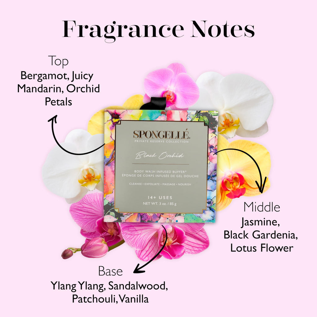 SPONGELLÉ Black Orchid Buffer – Built-In Body Wash & Exfoliating Buffer
