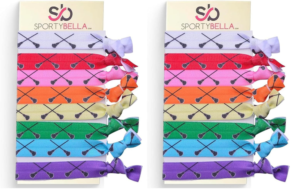 Infinity Collection Lacrosse Hair Ties for Girls — No-Crease Ponytail Elastics (8 pcs) by SPORTYBELLA, Pack of 2