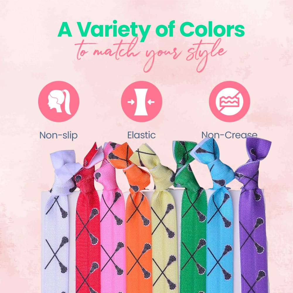 Infinity Collection Lacrosse Hair Ties for Girls — No-Crease Ponytail Elastics (8 pcs) by SPORTYBELLA, Pack of 2