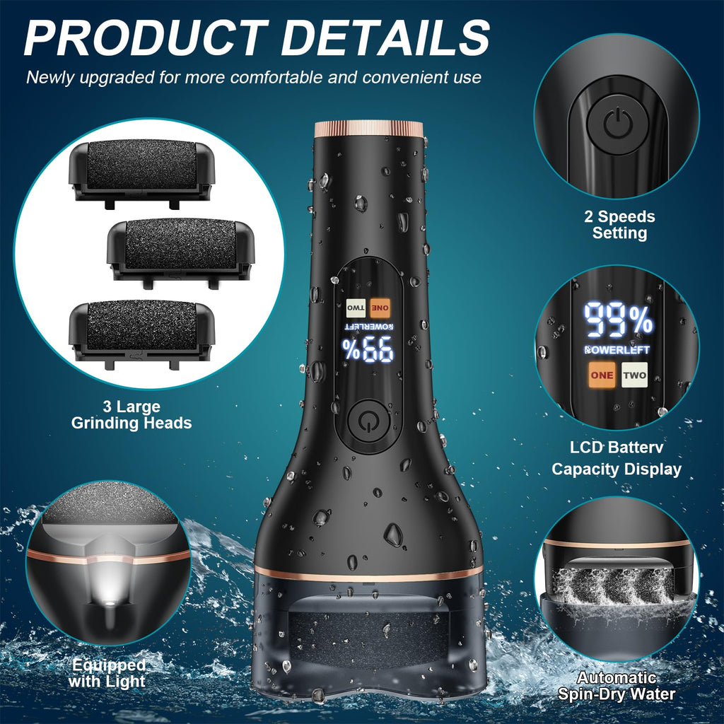 Spriak 16-in-1 Electric Callus Remover Kit – Rechargeable Foot Care Tool for Home Pedicure