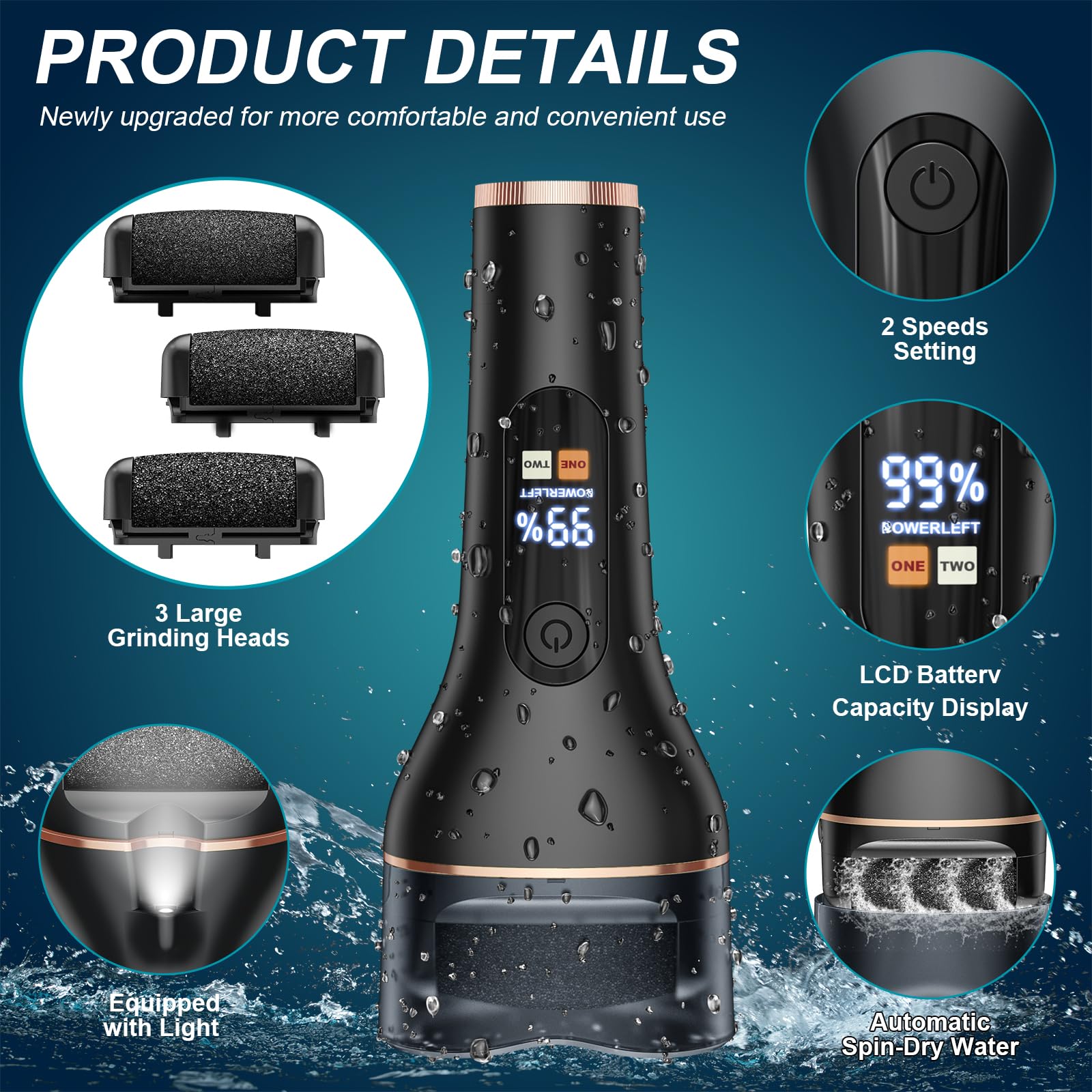 Spriak 16-in-1 Electric Callus Remover Kit – Rechargeable Foot Care Tool for Home Pedicure