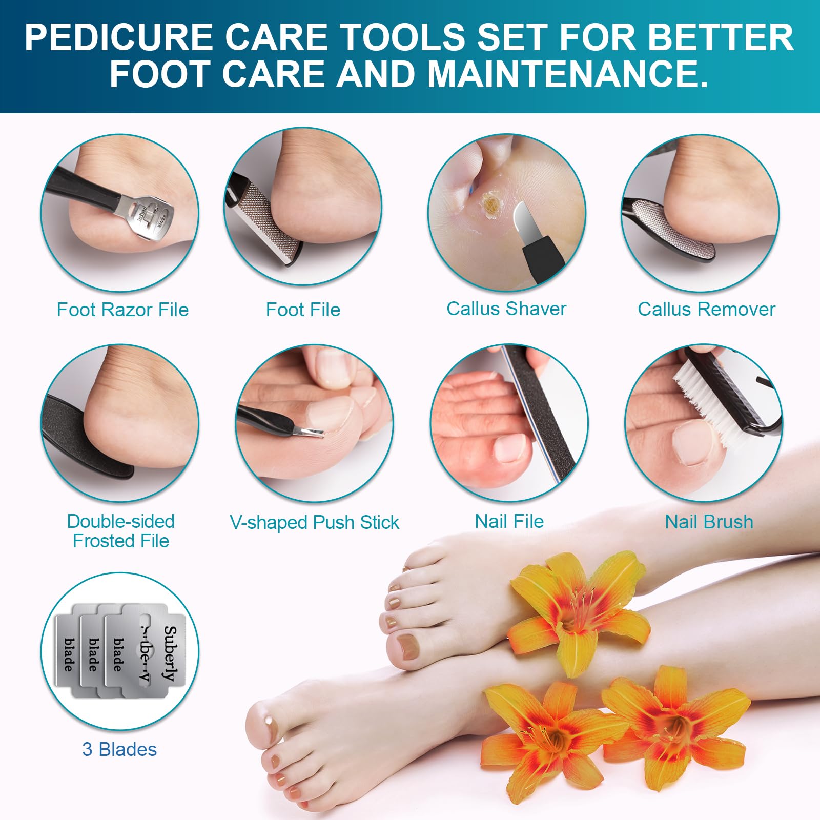 Spriaq 16-in-1 Electric Callus Remover for Feet – Rechargeable Pink Kit