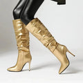 Gold and Silver Metallic Stiletto Knee High Boots Women UK