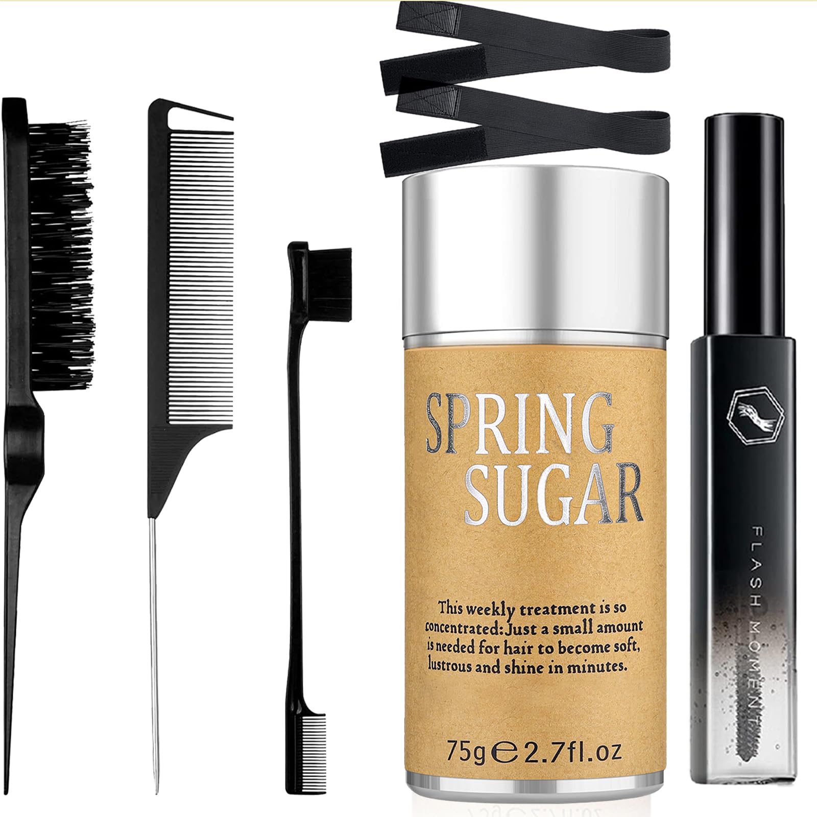 SPRINGSUGAR 7-Pcs Hair Wax & Edge Control Set for Women – Strong Hold, Wig Edges, Finishing Stick