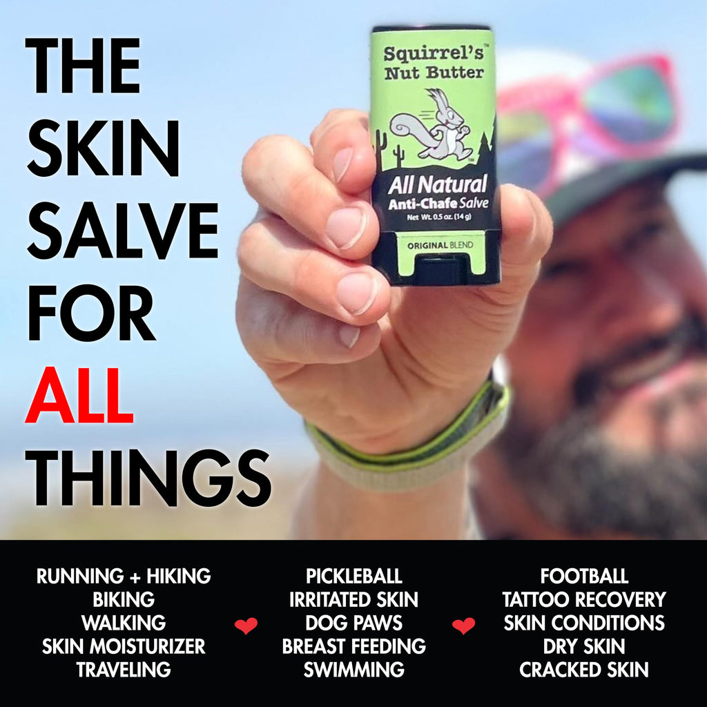 Squirrel's Nut Butter Anti Chafe Stick | All Natural Skin Care for Athletes & Adventurers | Thighs, Arms, Pack Straps & More | 2.7 oz