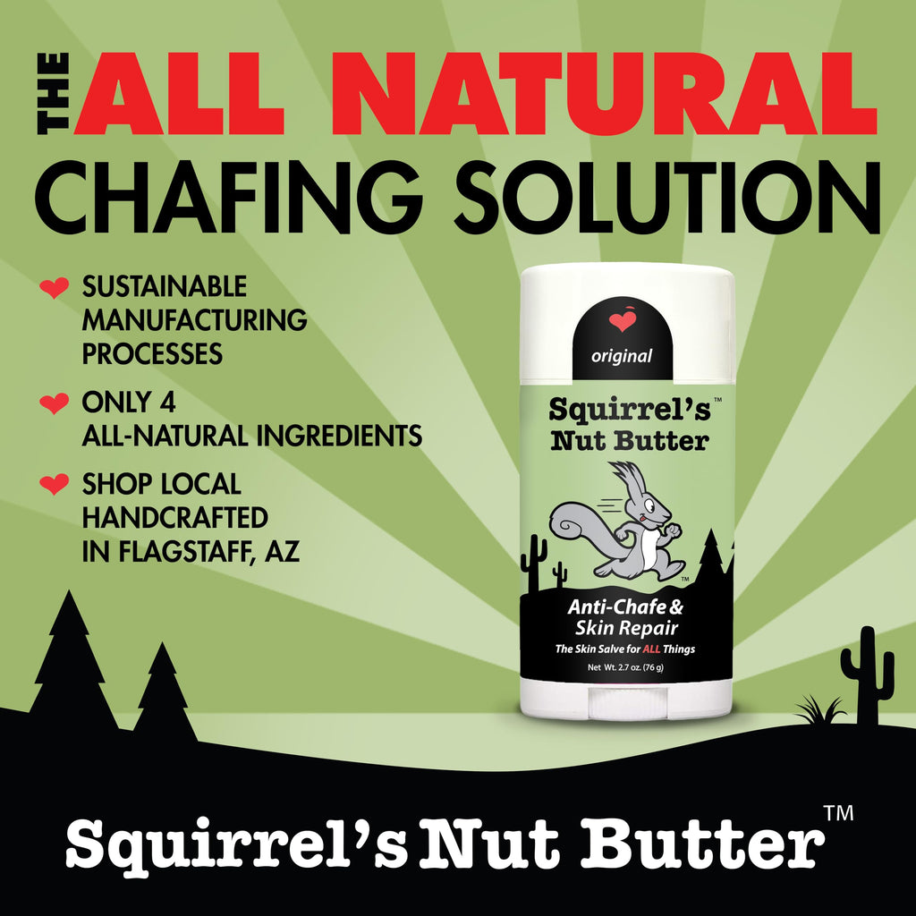 Squirrel's Nut Butter Anti Chafe Stick | All Natural Skin Care for Athletes & Adventurers | Thighs, Arms, Pack Straps & More | 2.7 oz