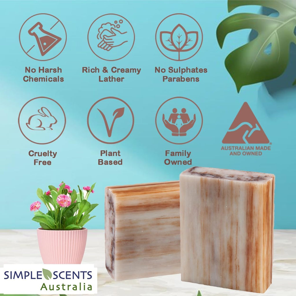 SSA White Orchid & Lily Scented Natural Soap Bars (5 Bars Pack) – Moisturizing Triple Milled Soap with Shea Butter | Simple Scents Australia