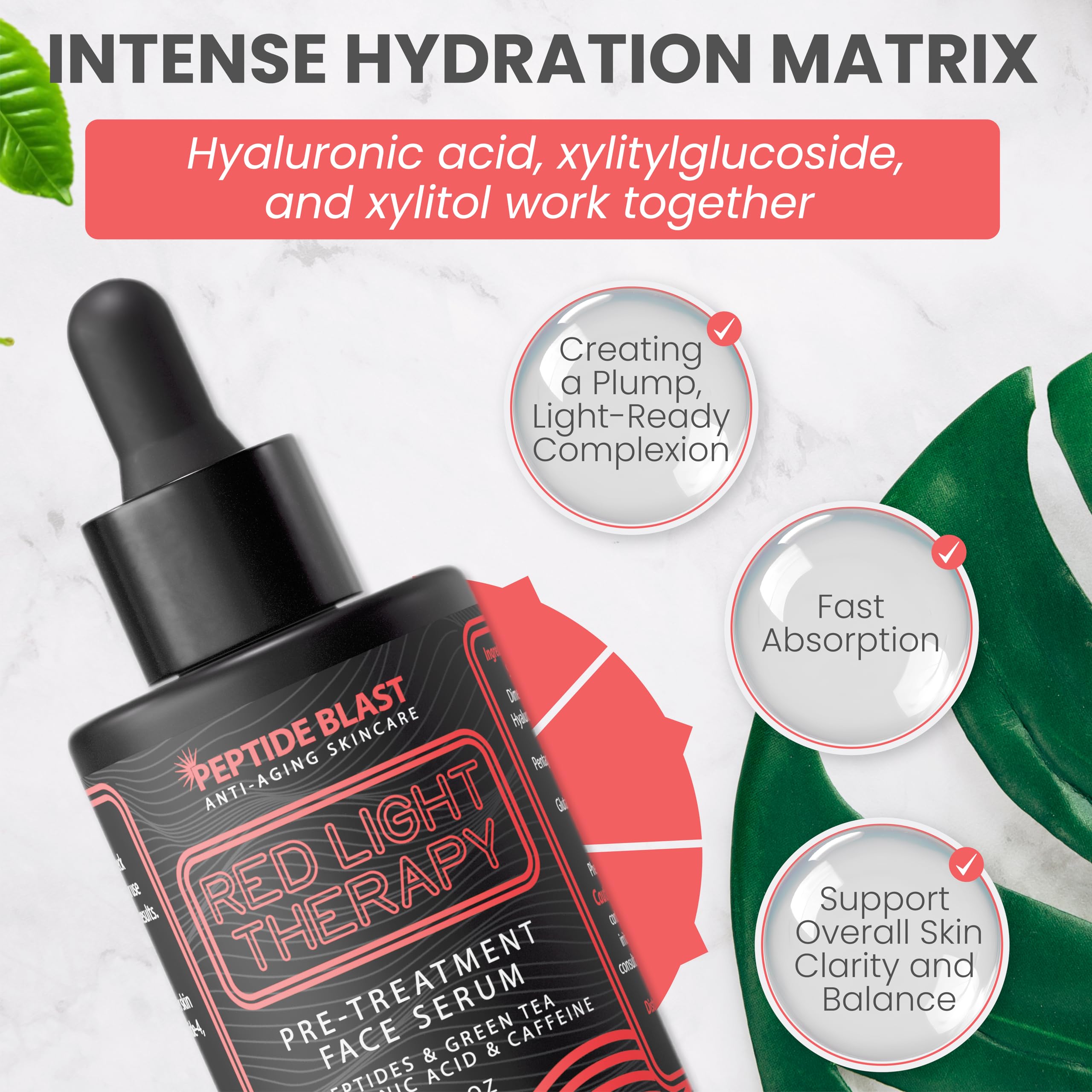 St. Croix Red Light Therapy Activation Serum – Deep Penetration with Green Tea, Hyaluronic Acid & Peptides | Preps Skin for Devices, Improves Fine Lines – 1 oz