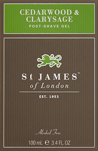 St James of London Cedarwood & Clarysage Post Shave Gel – Alcohol-Free Moisturizer, 3.4 oz (100 ml)