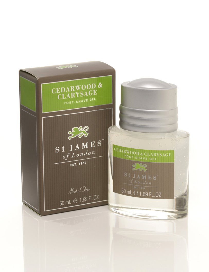 St James of London Cedarwood & Clarysage Post Shave Gel – Alcohol-Free Moisturizer, 3.4 oz (100 ml)