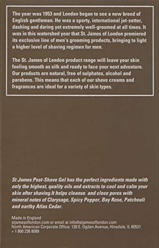 St James of London Cedarwood & Clarysage Post Shave Gel – Alcohol-Free Moisturizer, 3.4 oz (100 ml)