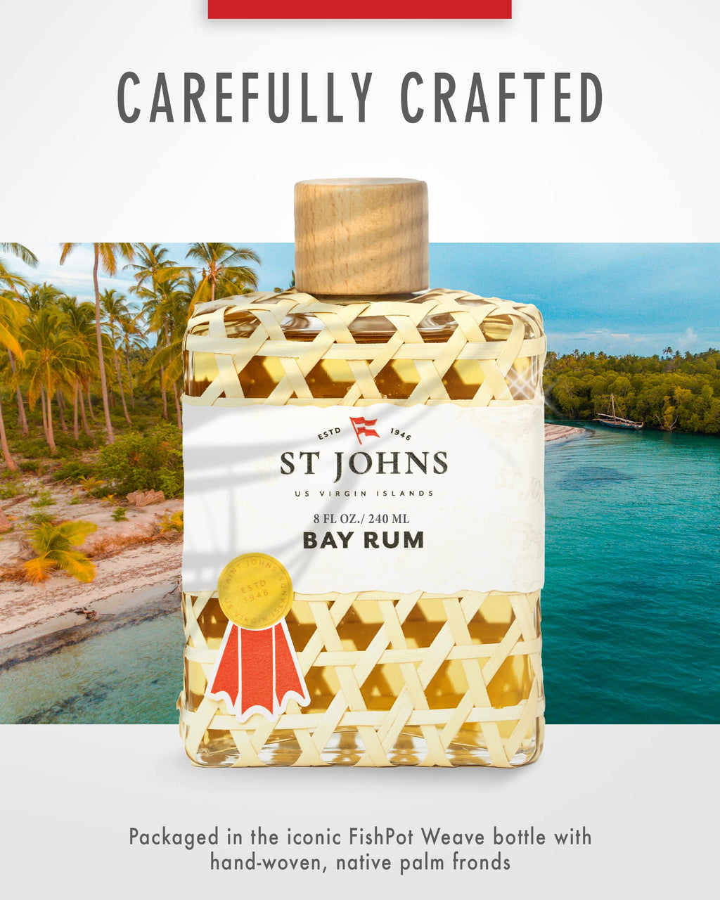 St. John Bay Rum Aftershave & Cologne – Virgin Islands Bay Leaf, 8 oz