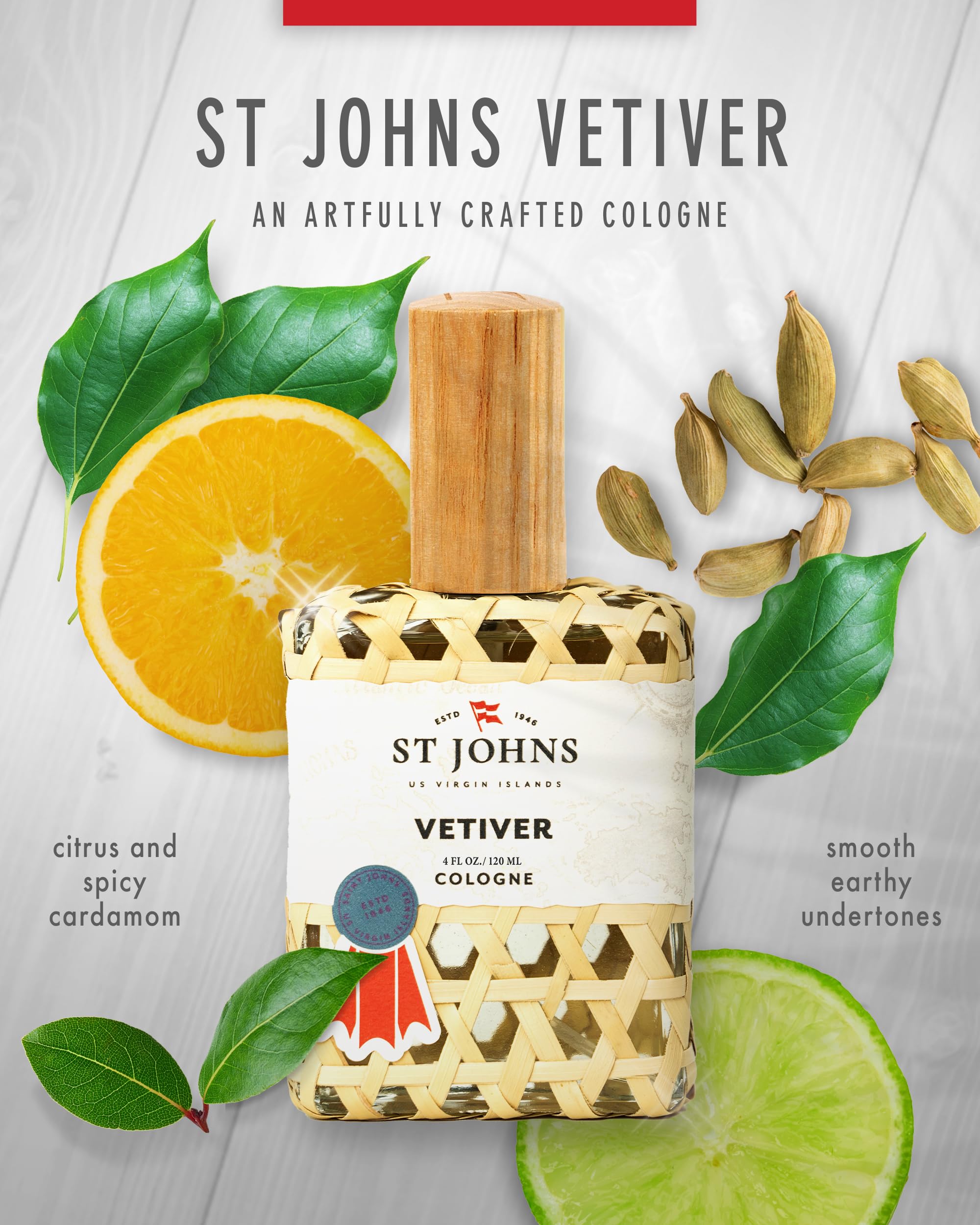 St. John Classic Vetiver — Virgin Islands Inspired Fresh Cologne for Men | 4 oz Spray
