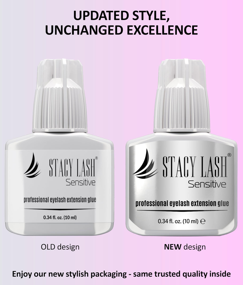STACY LASH Sensitive Eyelash Extension Glue 0.34 oz | Low Fume, Fast Dry, 4-5 Week Retention (Includes Glue Ring)