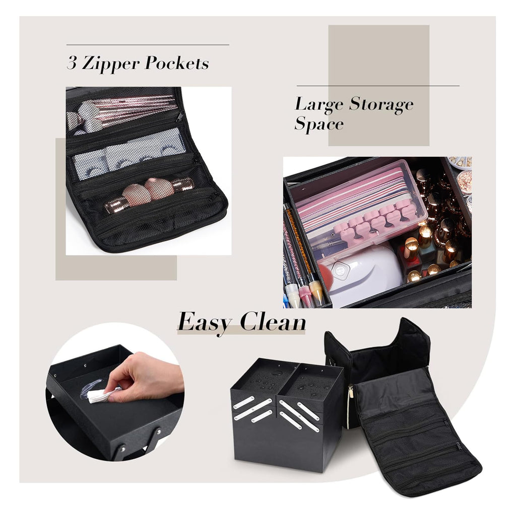Stagiant Extra Large Makeup Case – 4-Tier Pro Train Case with Dividers for MUA & Nail Tech