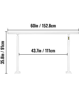 VEVOR Handrail for Outdoor Steps Aluminum Stair Handrail Fit 0-5 Steps w/ Installation Kit Building & Hardware Home Improvement