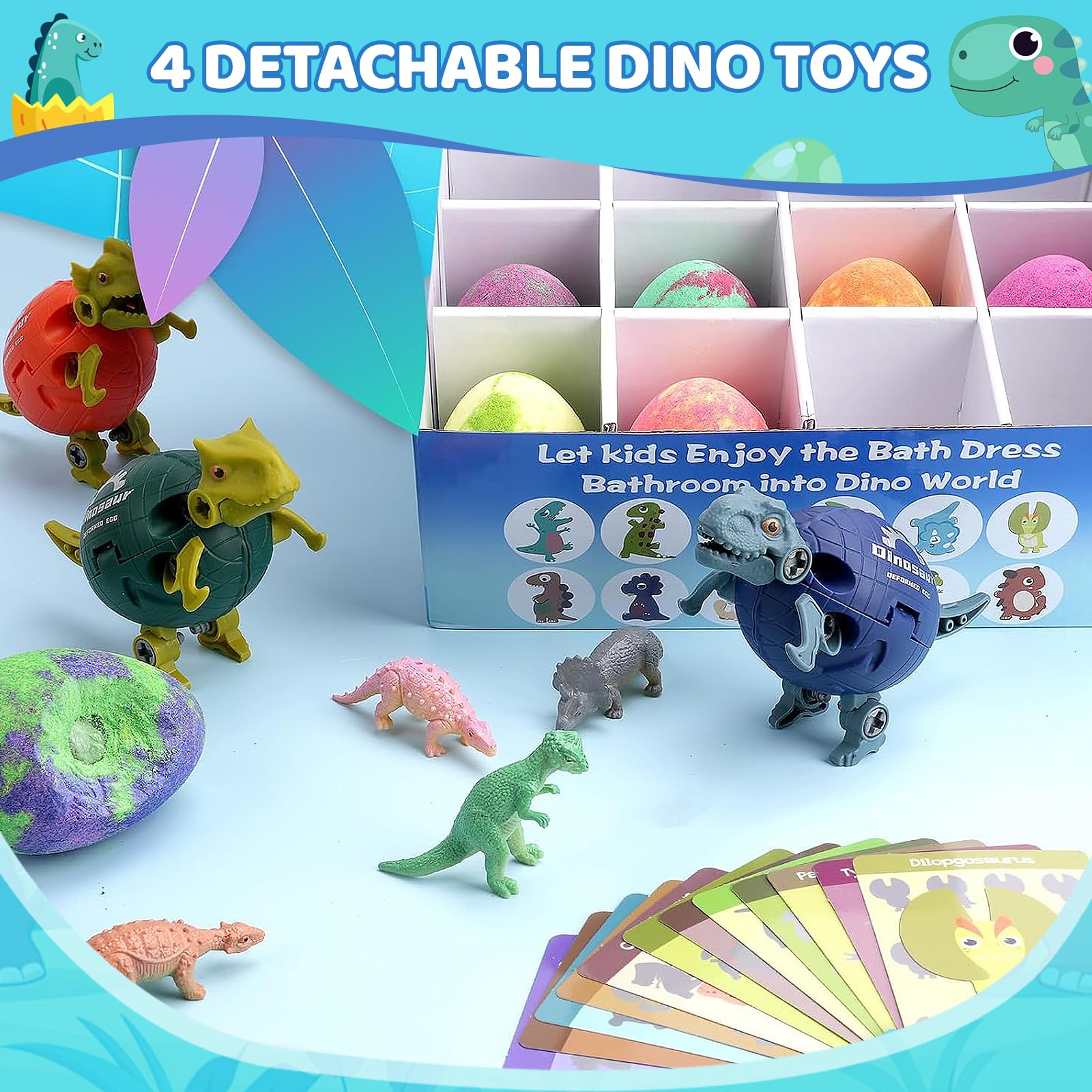 STARYAR Dinosaur Bath Bombs for Kids – 16-Pack with Surprise Toys