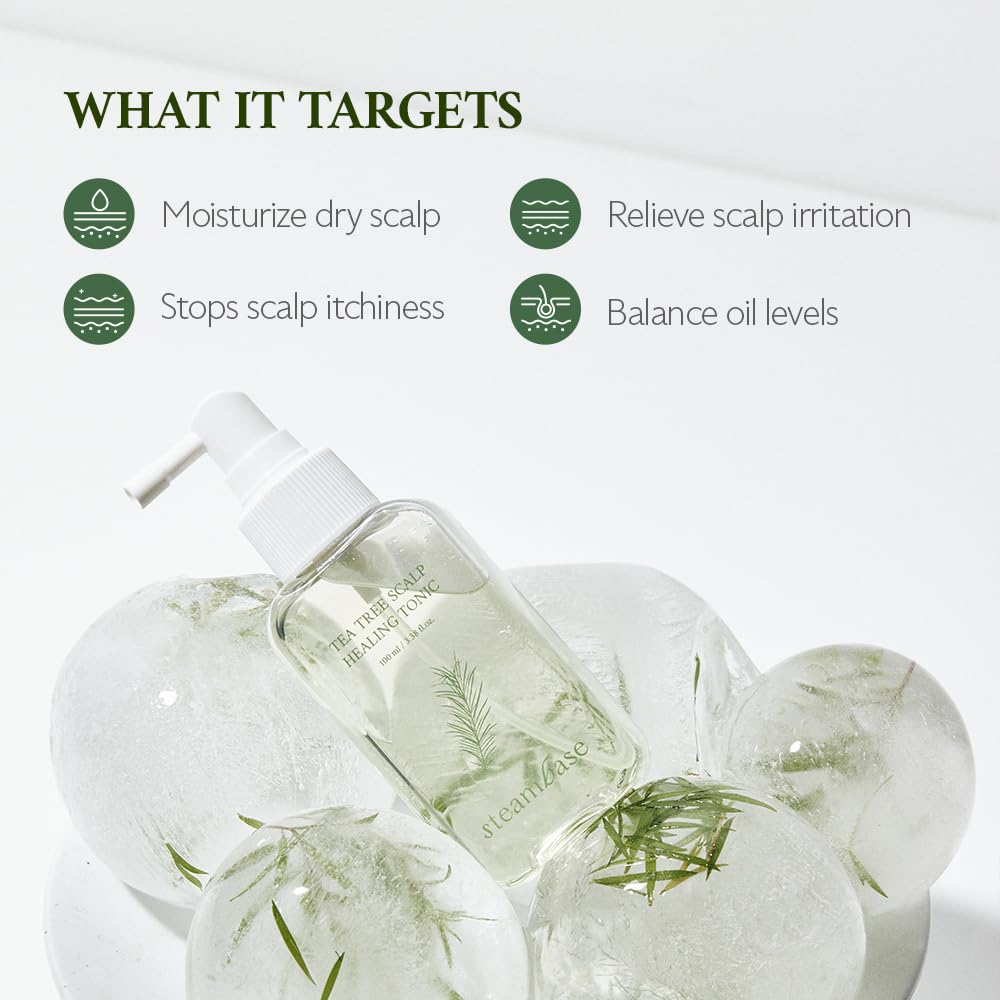 STEAMBASE Tea Tree Scalp Healing Tonic | Hydrating, Soothing Scalp Spray | 3.38 fl oz