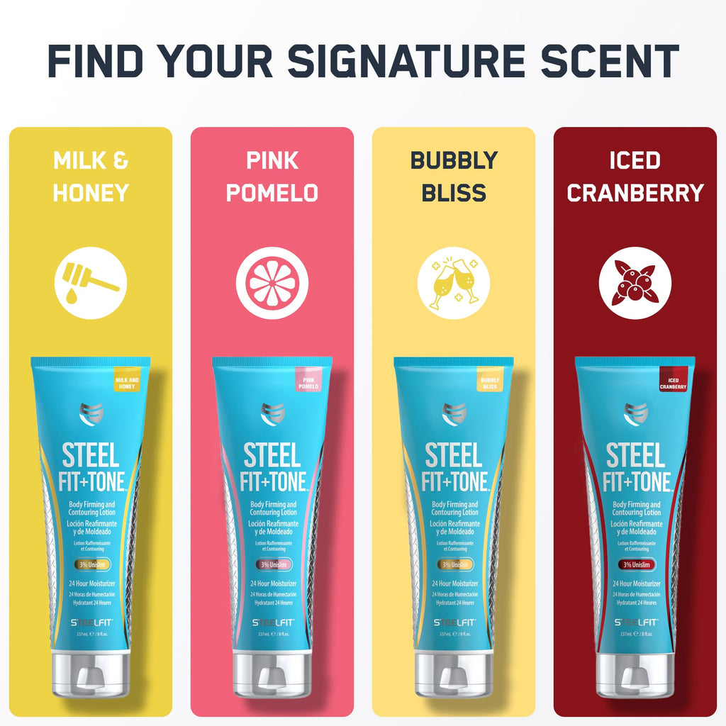 SteelFit Firming Body Lotion – Contouring & Skin Tightening Cream | Bubbly Bliss, 8 oz
