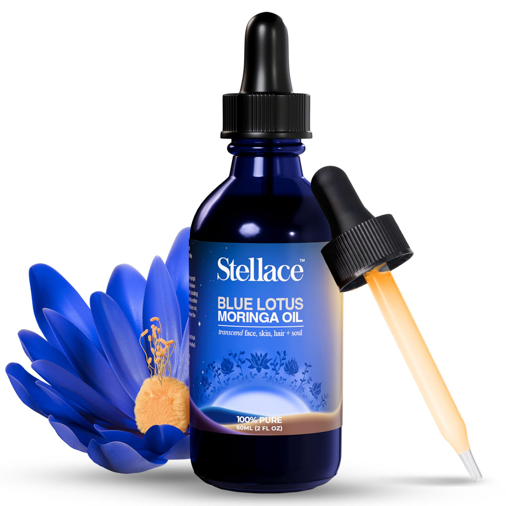 stellace Organic Egyptian Blue Lotus Moringa Oil – 60ml | Pure & Natural Therapeutic Grade for Face, Body & Hair
