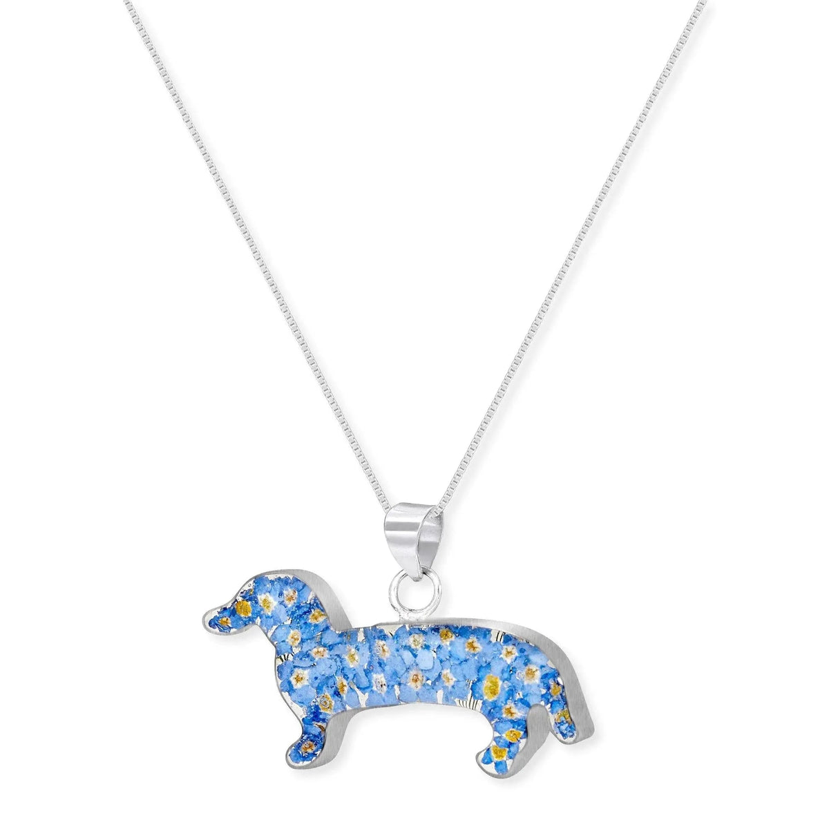 Forget-Me-Not Dachshund Pendant Necklace