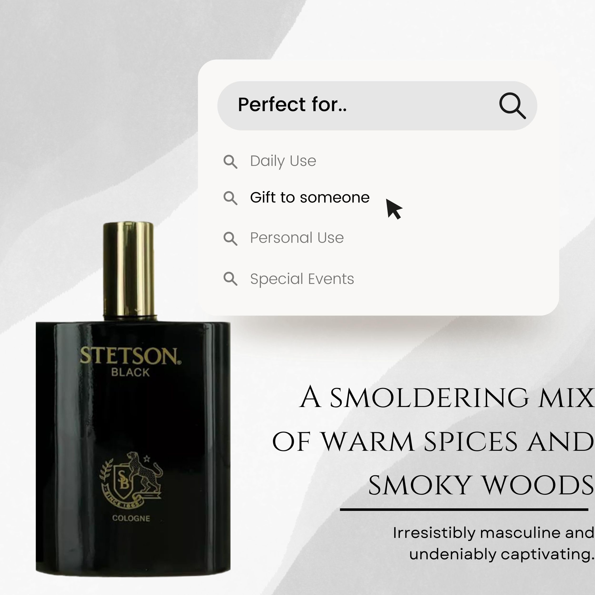 Stetson Black Cologne for Men – 3.4 oz Spray | Bold Woody, Spicy, Musky Scent