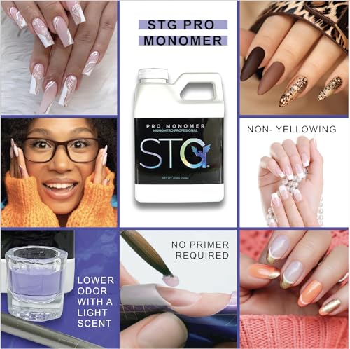 STG Acrylic Monomer EMA - MMA Free, Primerless, Non-Yellowing, Purple 16oz | Nail Sculpting Liquid