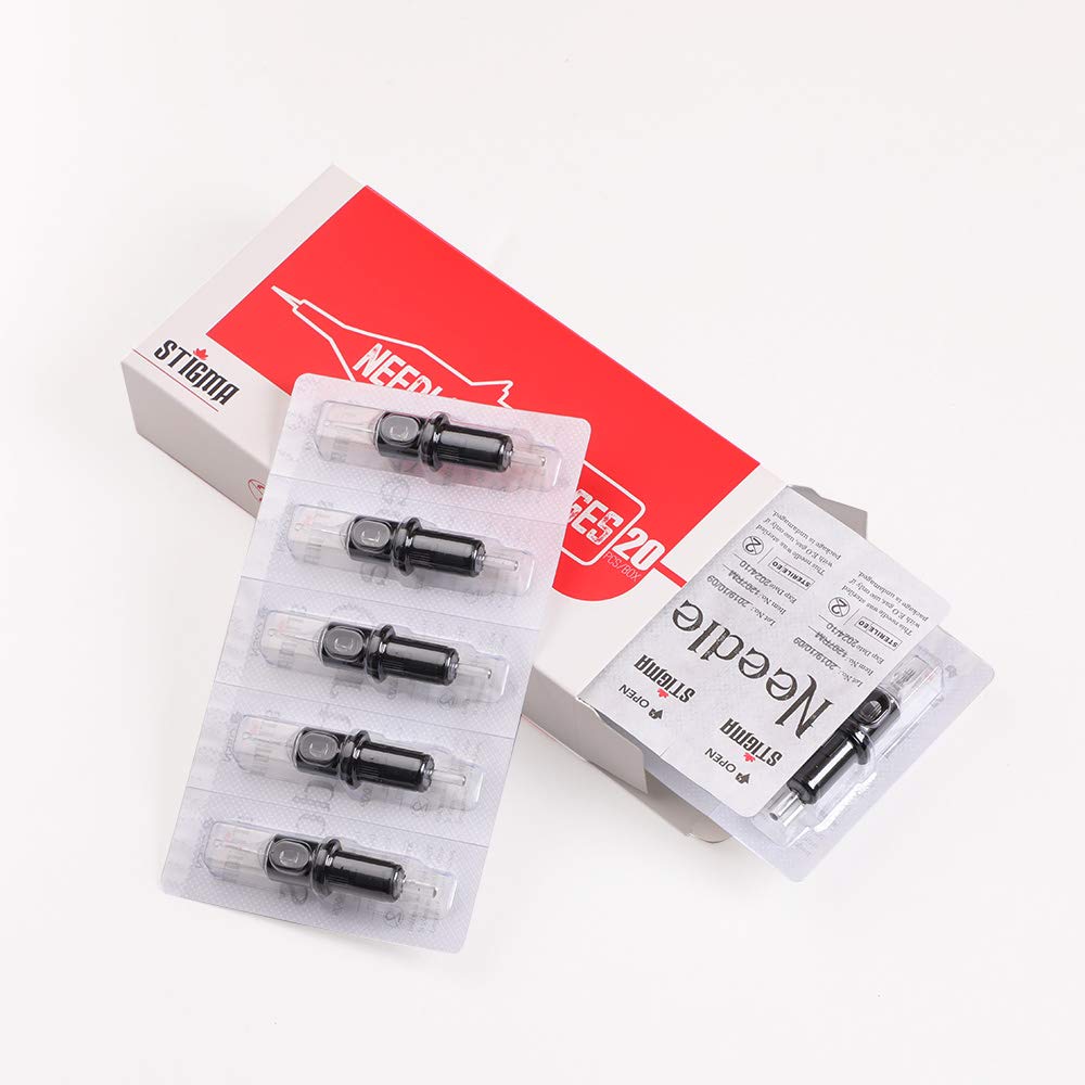 STIGMA EN05-20-1011RS Bugpin Disposable Tattoo Needle Cartridges – Round Shader, Membrane Safety, 20Pcs