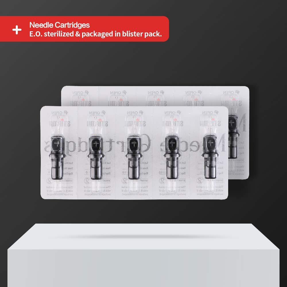 STIGMA EN05-20-1211RM: 20Pcs Disposable Needle Cartridges with Membrane Safety — Curved/Round Magnum Shader, Soft Edge