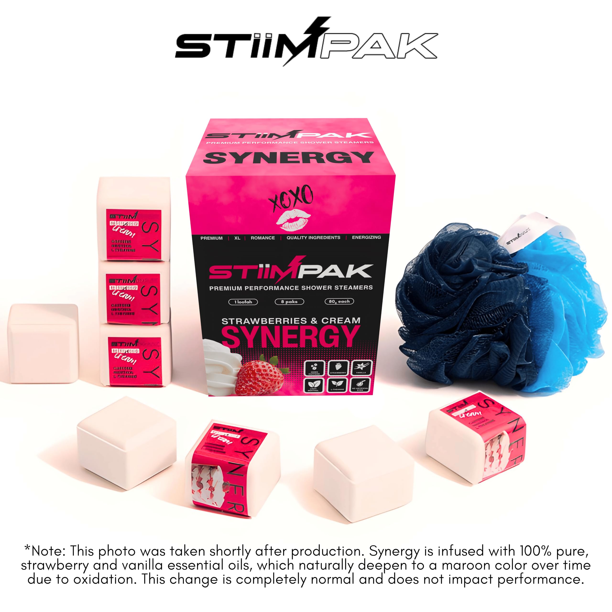 STiiMPAK Shower Steamers Vanilla Strawberry - Synergy XXL 80g | L-Theanine & Menthol | Romantic Gift