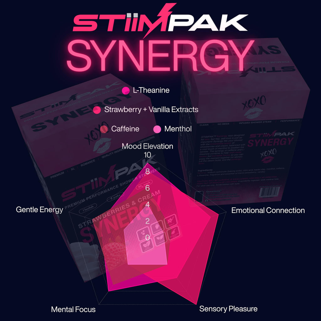 STiiMPAK Shower Steamers Vanilla Strawberry - Synergy XXL 80g | L-Theanine & Menthol | Romantic Gift