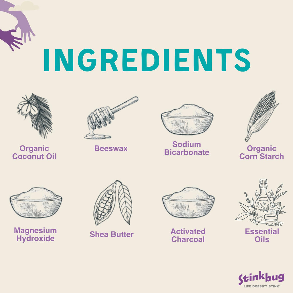 Stinkbug Naturals Lavender Deodorant Stick – Organic, Aluminum-Free, Activated Charcoal, 2.1 oz