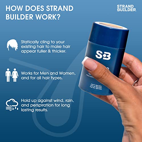 Strand Builder Hair Fibers – Natural Keratin Thickener for Thinning Hair (15g, Grey)