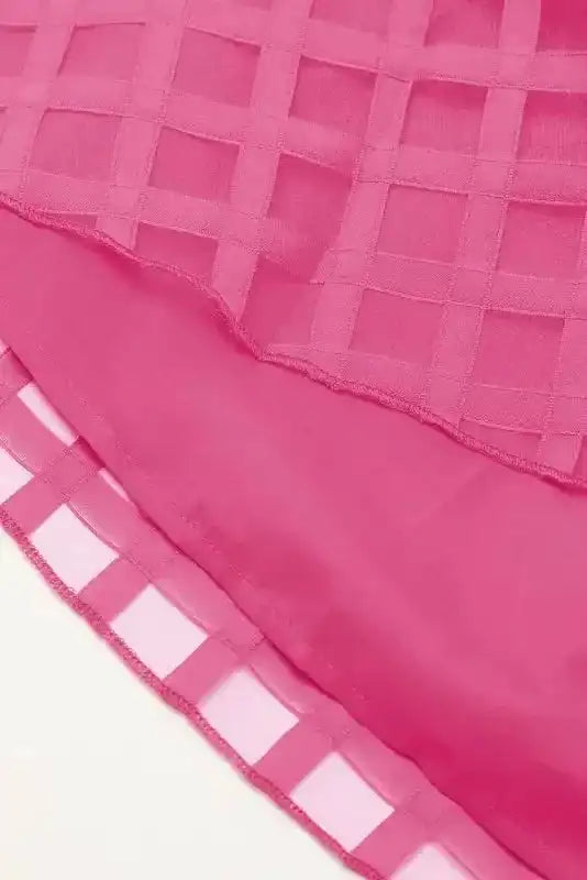 Pink Checkered Puff Sleeve Babydoll Dress Women UK