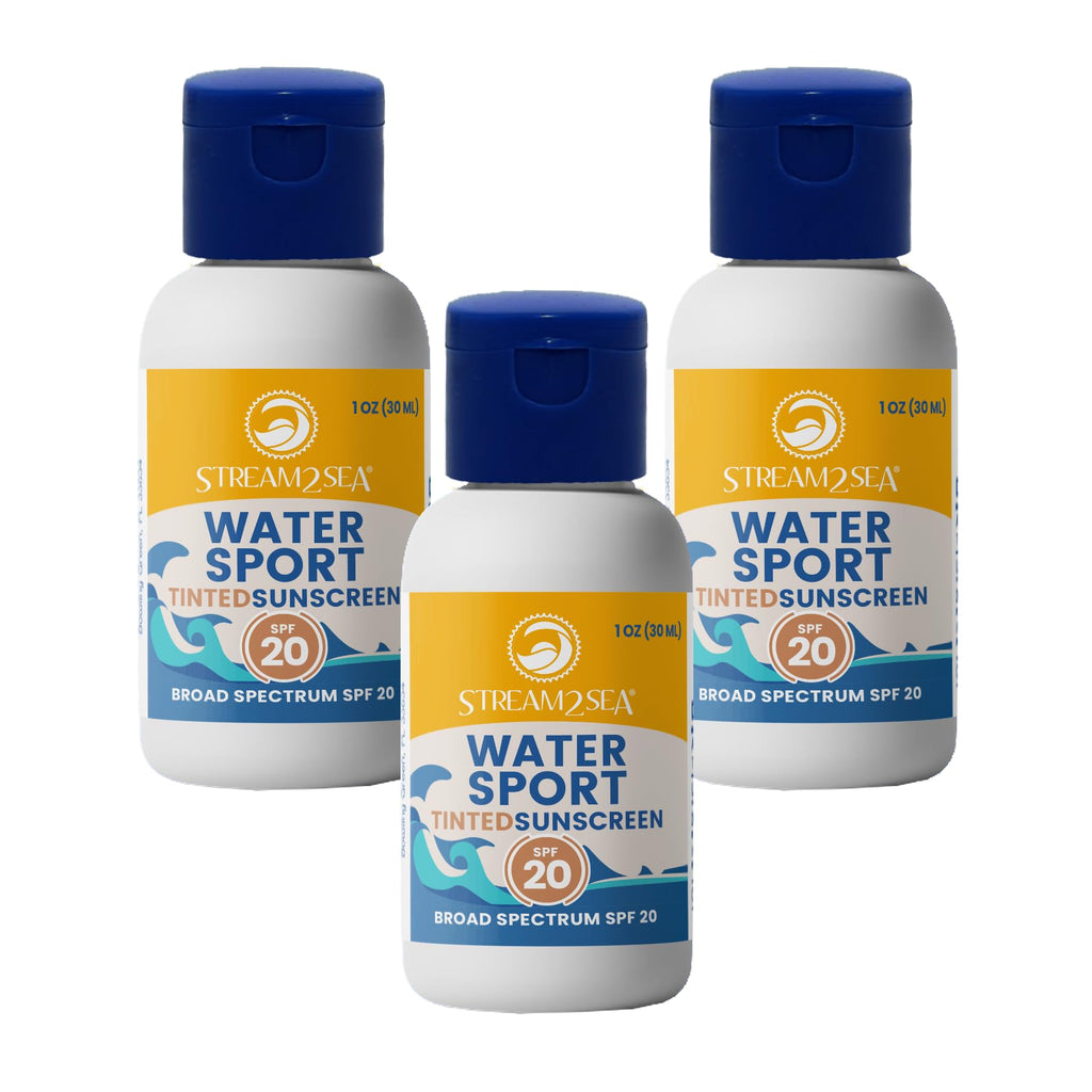 STREAM 2 SEA SPF 20 Tinted Sunscreen — Biodegradable, Reef Safe, Travel Pack of 3 (1 oz each)