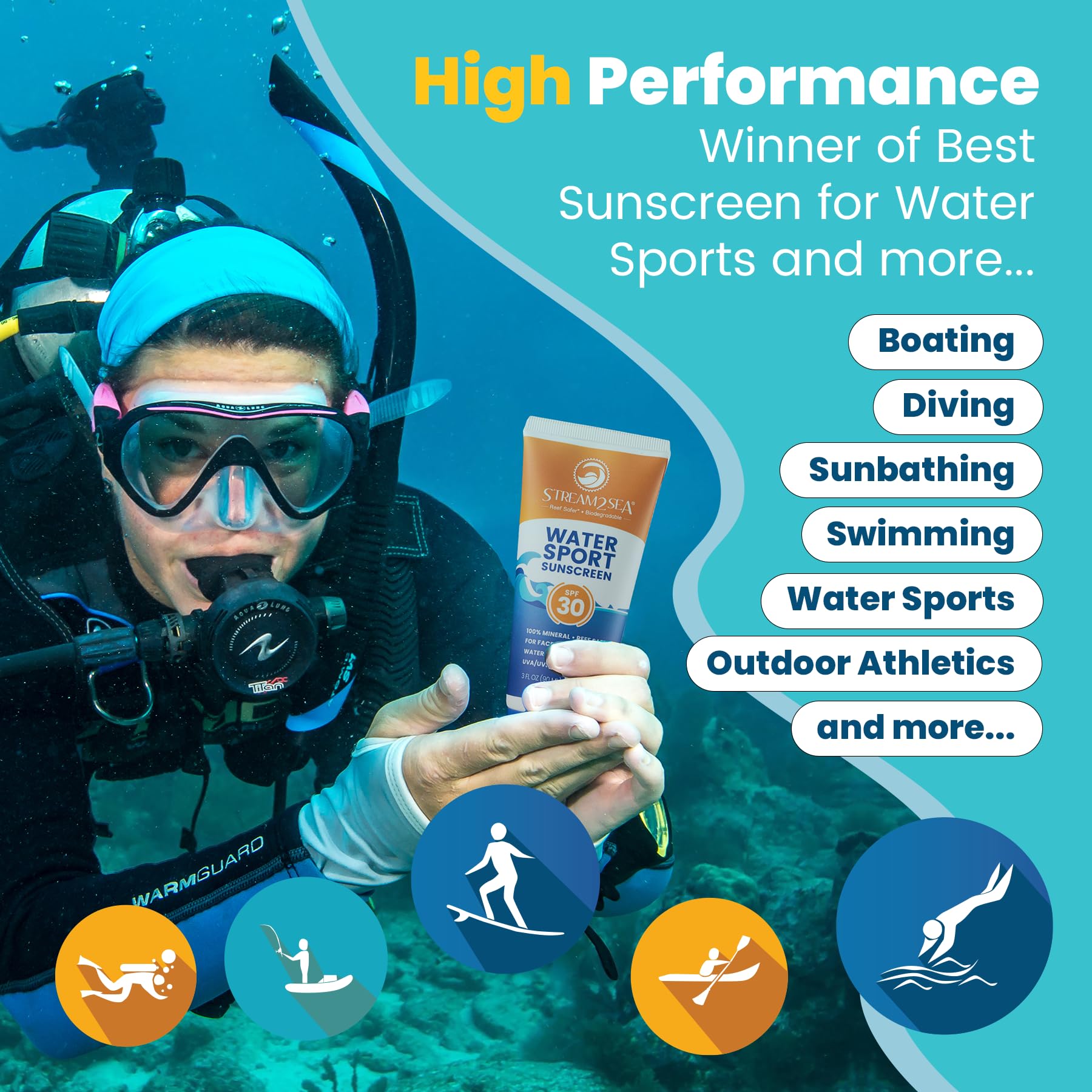 STREAM 2 SEA SPF 30 Tinted Mineral Sunscreen – Biodegradable, Reef Safe, 3-Pack Travel Size