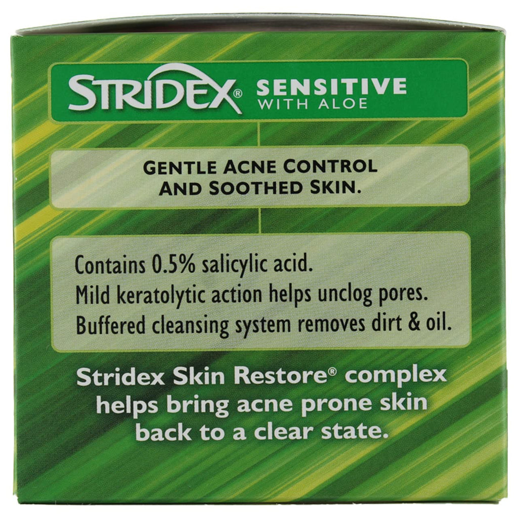 Stridex Daily Care Acne Pads with Aloe for Sensitive Skin – 55 Count