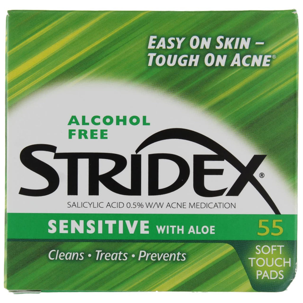 Stridex Daily Care Acne Pads with Aloe for Sensitive Skin – 55 Count