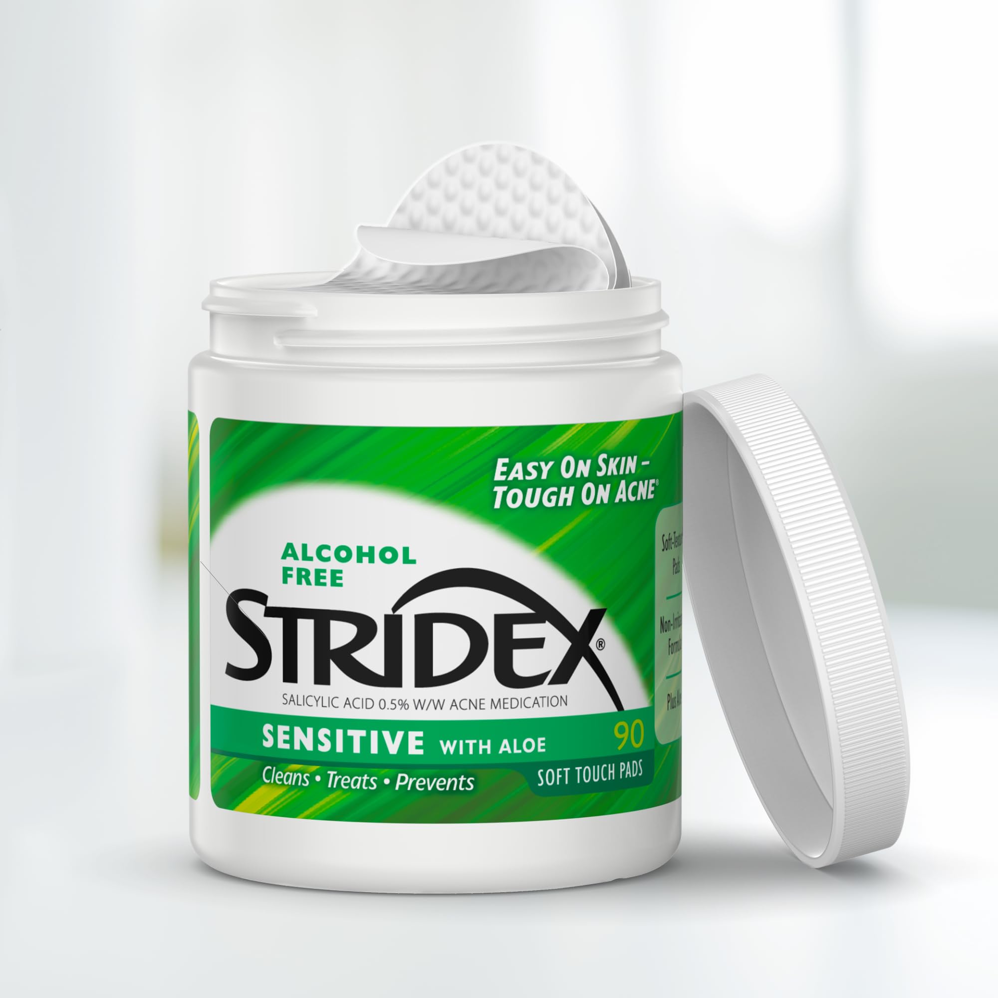 Stridex Medicated Acne Pads, Sensitive – 270 Count (3 Pack) | Gentle, Alcohol-Free