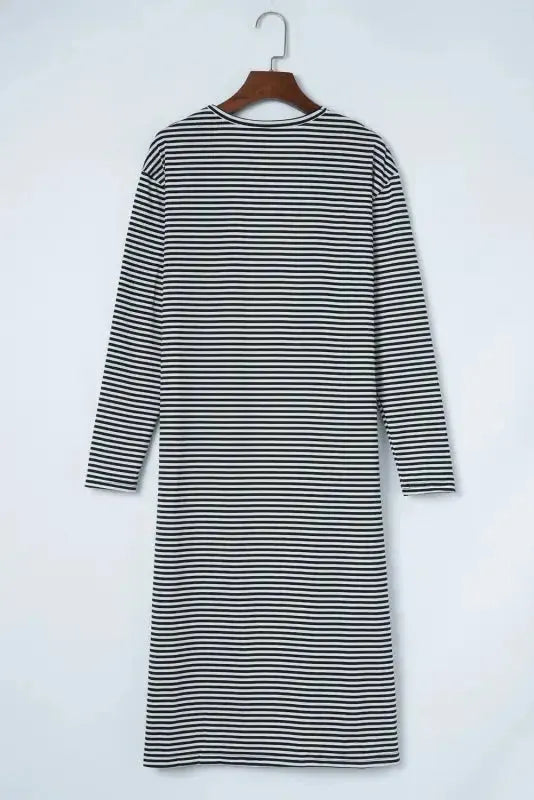 Striped Open Front Long Duster Cardigan Women UK