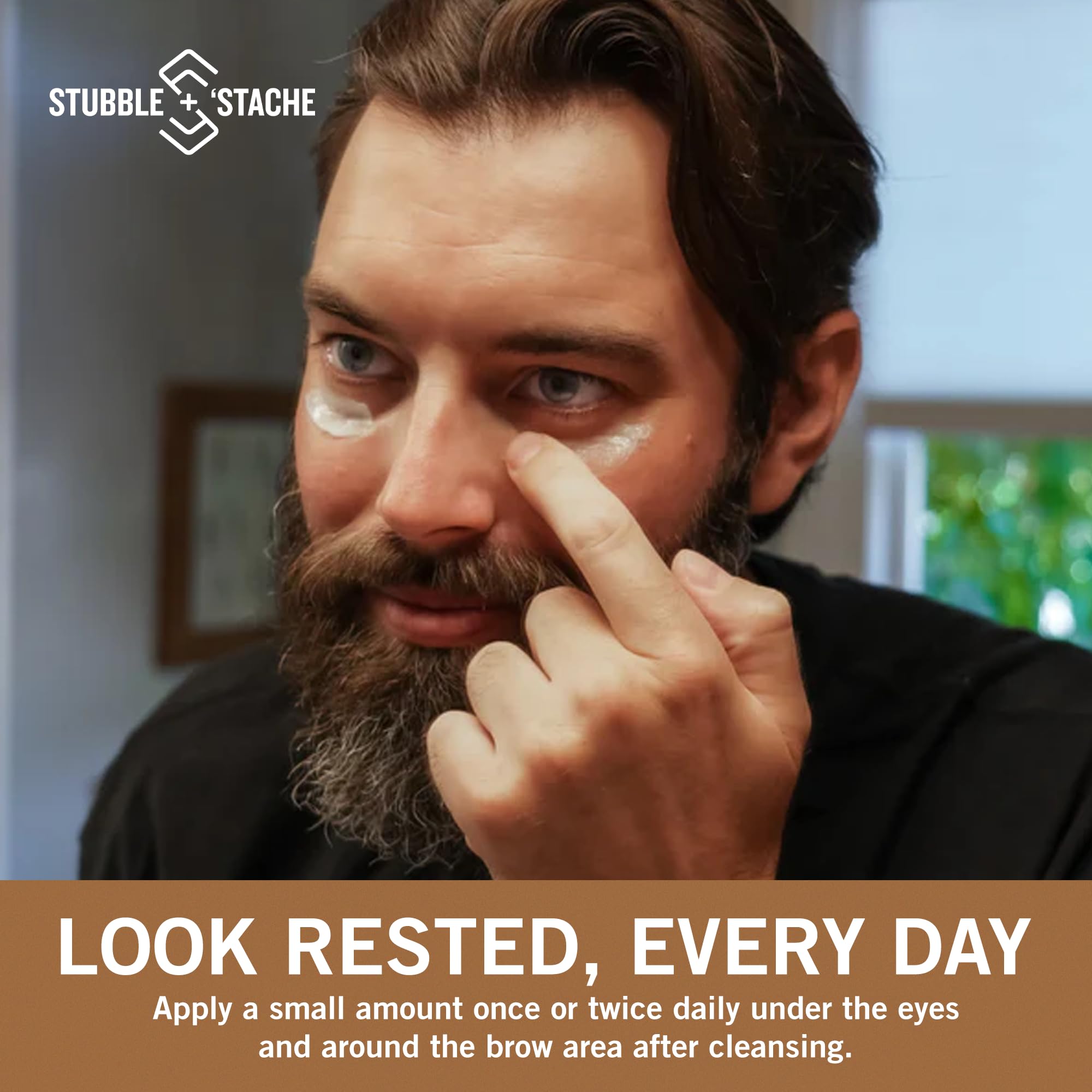 stubble & stache Refresh Under Eye Cream for Men – Fragrance-Free, Fast-Absorbing, Reduces Puffiness & Brightens Tired Eyes – With Acmella, Caffeine & Hyaluronic Acid – 1oz